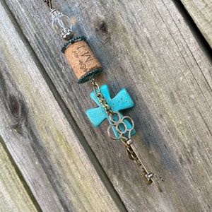 Accented Turquoise cross cork necklace
